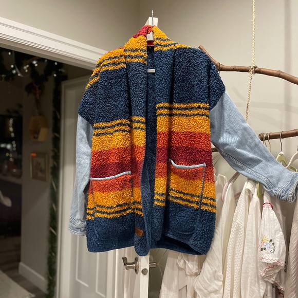 Handmade vintage Pendleton sherpa blanket jacket os - Picture 2 of 7